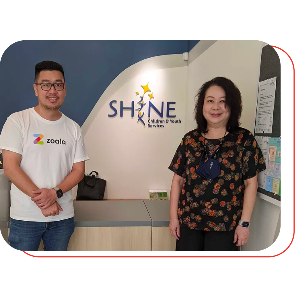 From left to right, Carol Muck - Head, Community Partnership of Shine, Jeff Lee, Founder of Zoala