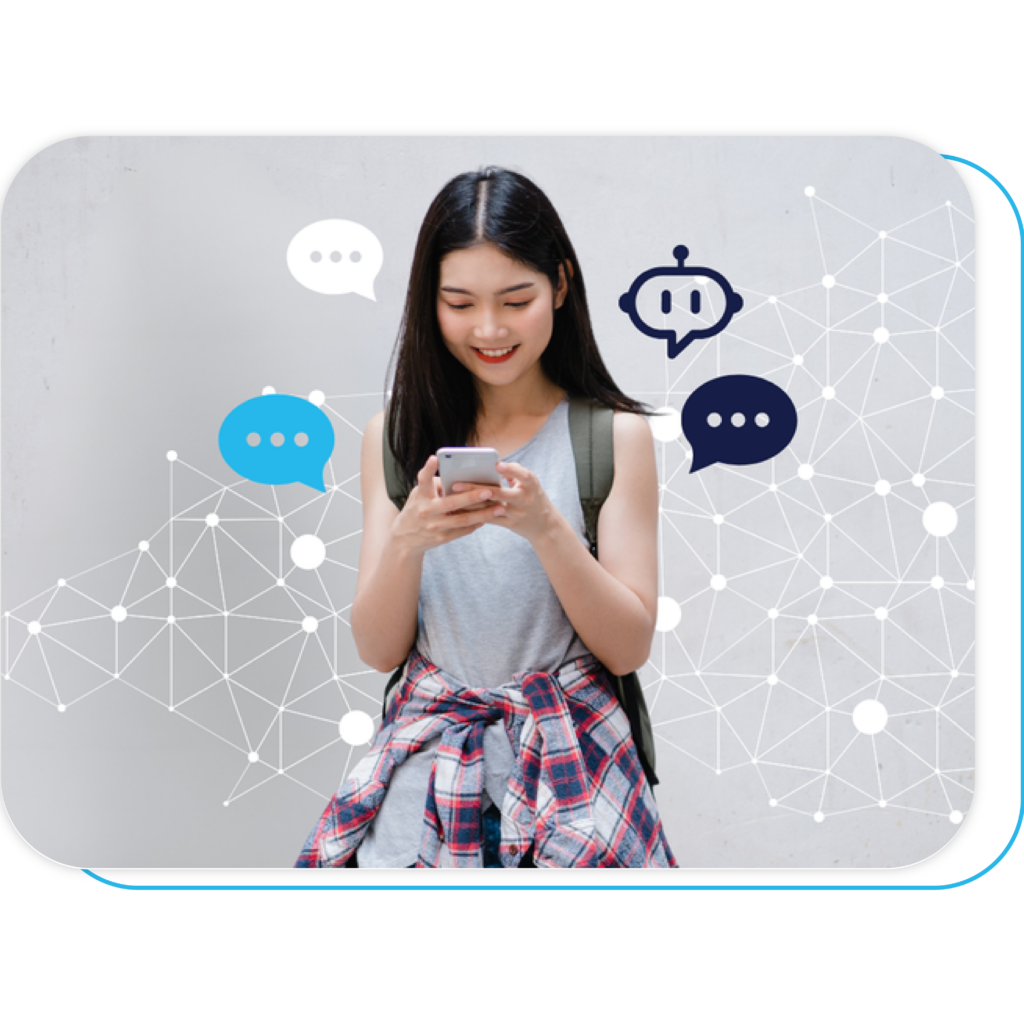 A student is having a chat with AI therapy chatbot happily